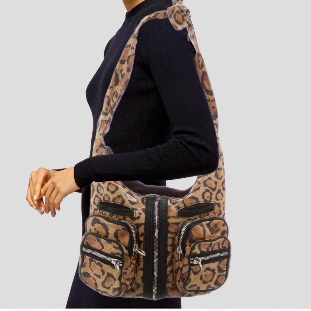 Sale 🔥 Alexander Wang Donna Leopard Print Leather Shoulder Bag